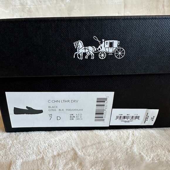 NIB! Coach CI326 Men’s Black Leather Mott Chain Drivers Slip On In Size US7/EU40